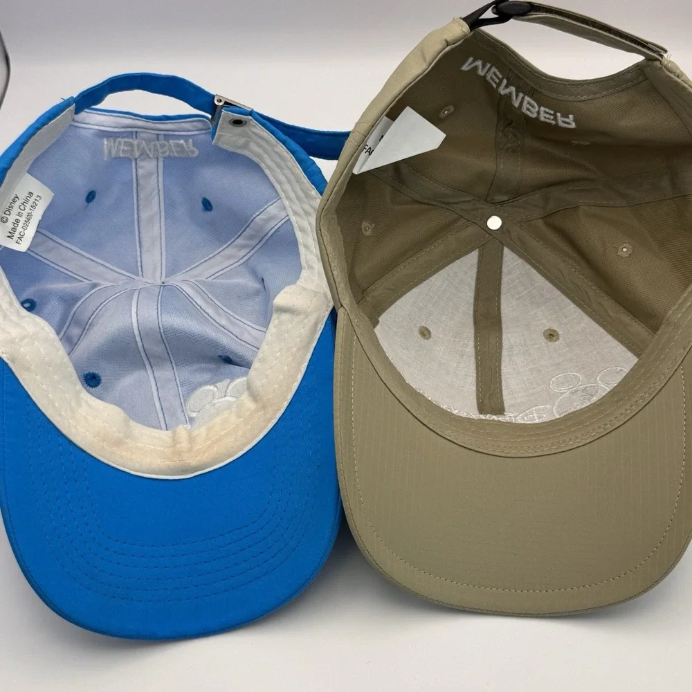 Set Of 2 Disney Vacation Club‎ DVC Member Beige/Blue Exclusive Strapback Hat cap